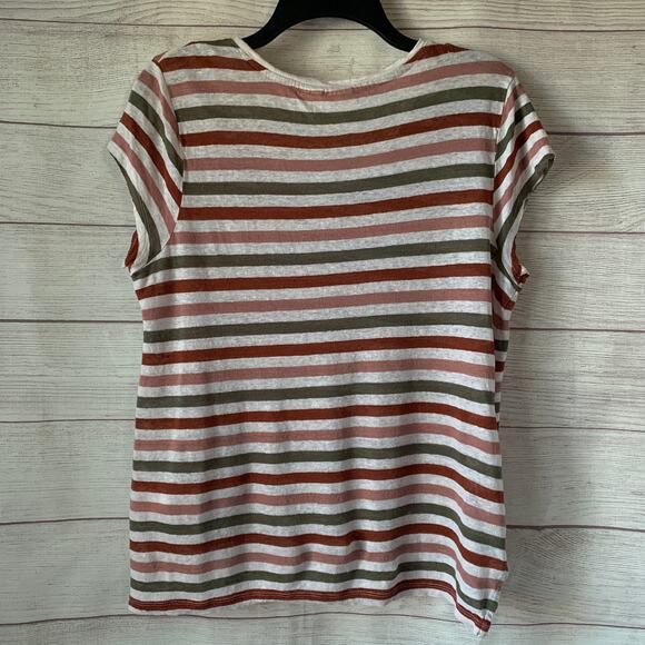 C&C Califronia Multi-Colored Striped Linen Shirt Short Sleeve Size Large - Picture 7 of 12